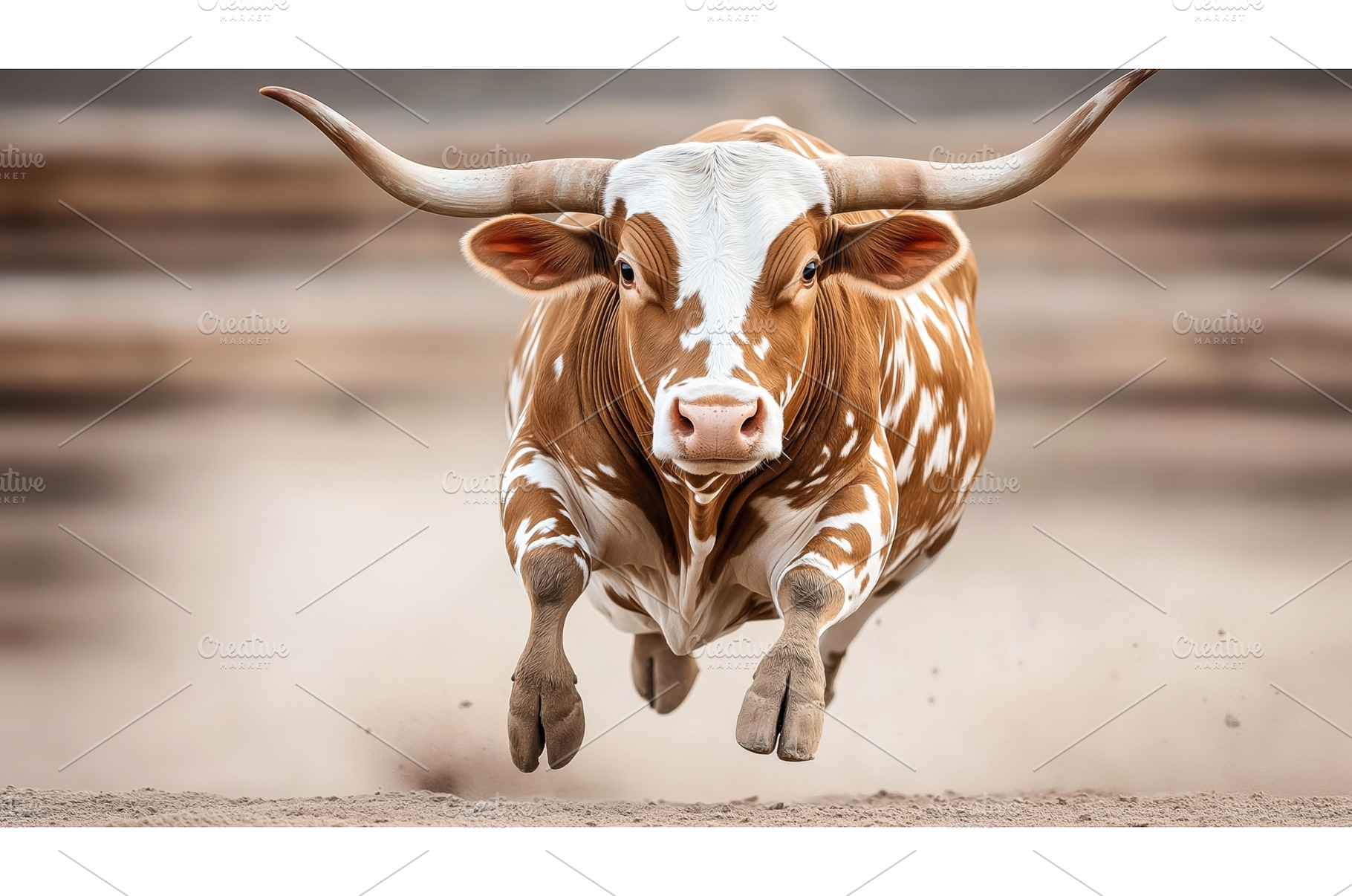 A brown and white longhorn bull, an Animal Photo by Sergey Kotenev