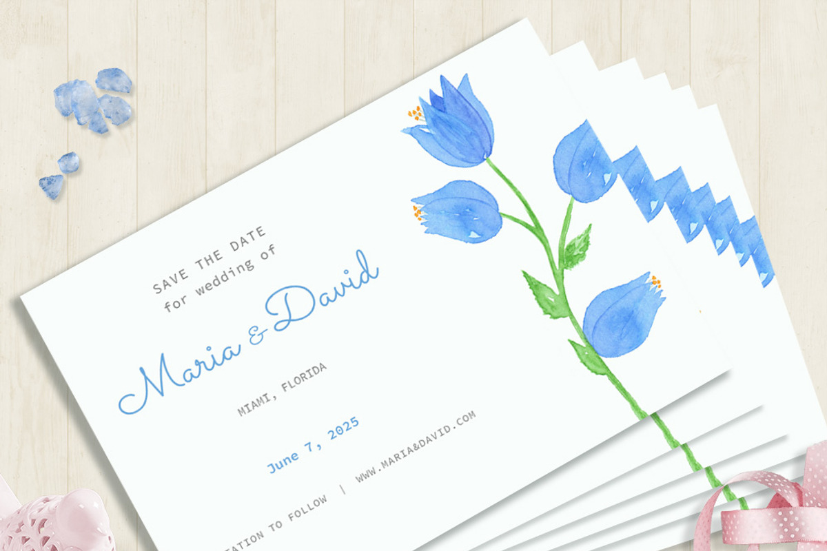 Bellflower Watercolor Wedding Suite, a Stationery Template by Love Design (Photo 5 of 15)