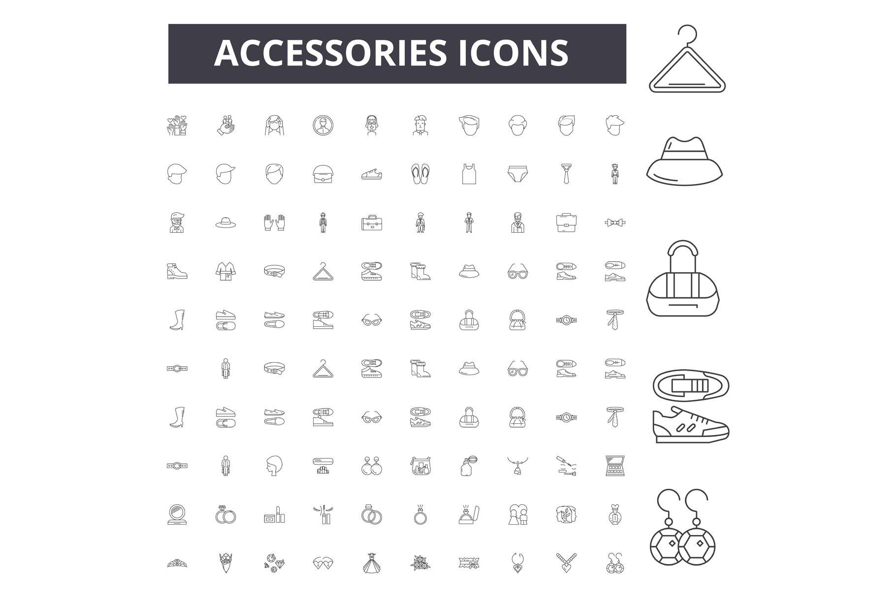 Accessories Line Icons Signs by Urban Icon  Creative Market
