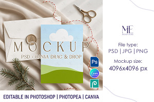 Christmas Envelope Card Mockup