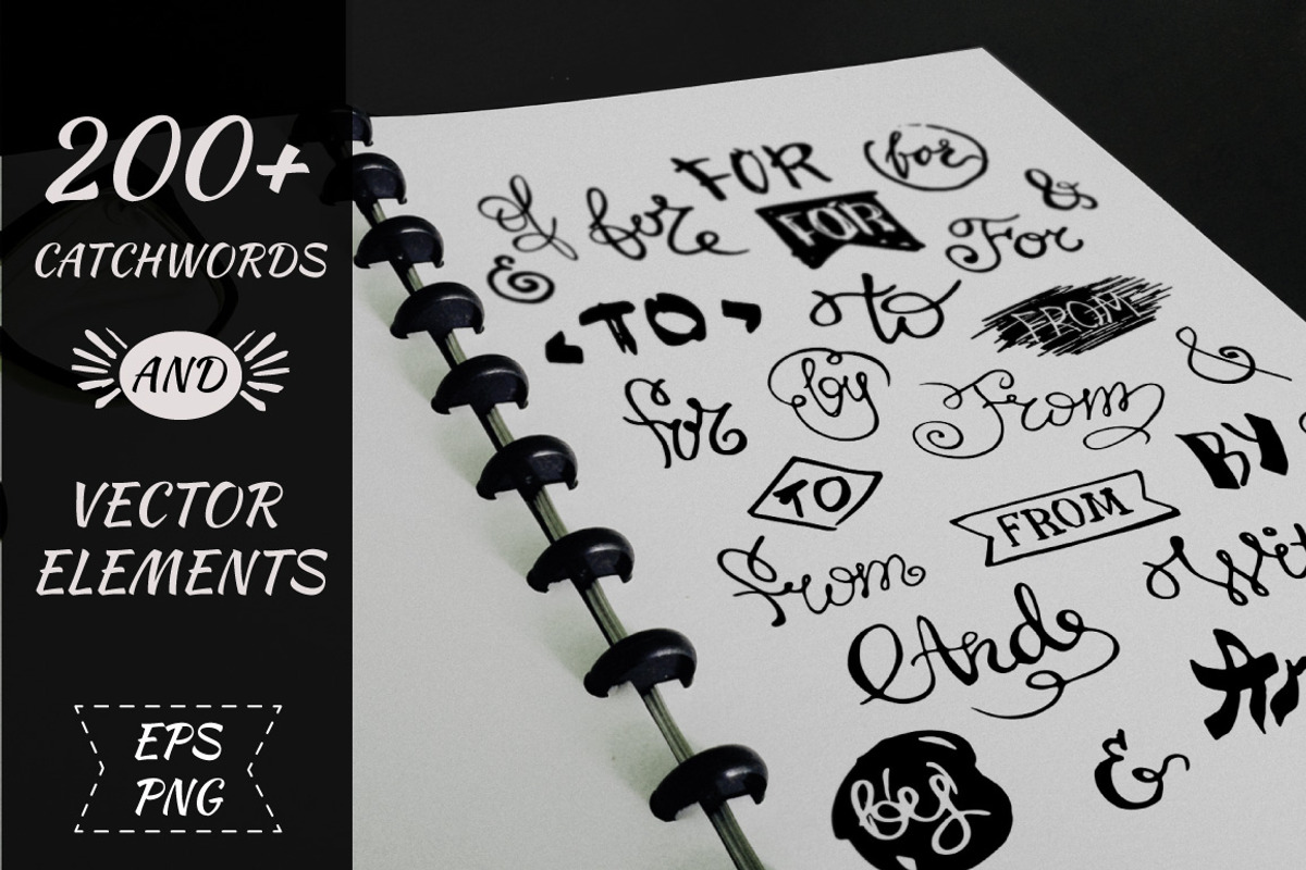 200+ hand drawn catchwords, elements, a Decorative Illustration by Mallinka (Photo 1 of 4)