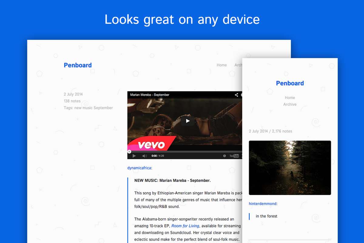 Penboard ~ Tumblr Theme, a Websites & App Template by Joe Joiner (Photo 2 of 3)