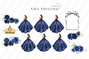 Navy And Gold Princess Dress Clipart, an Illustration by Sunflower Day Love (Thumbnail 2 of 4)