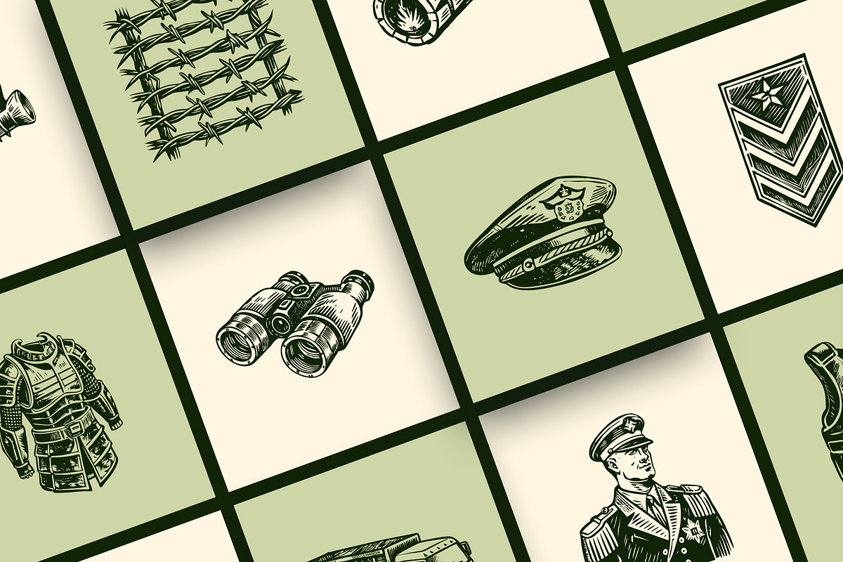 Vintage Military Art Set, an Object Illustration by Prosymbols (Photo 6 of 10)