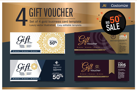 Gift Voucher Gold Template, a Business Card Template by The Sakeet