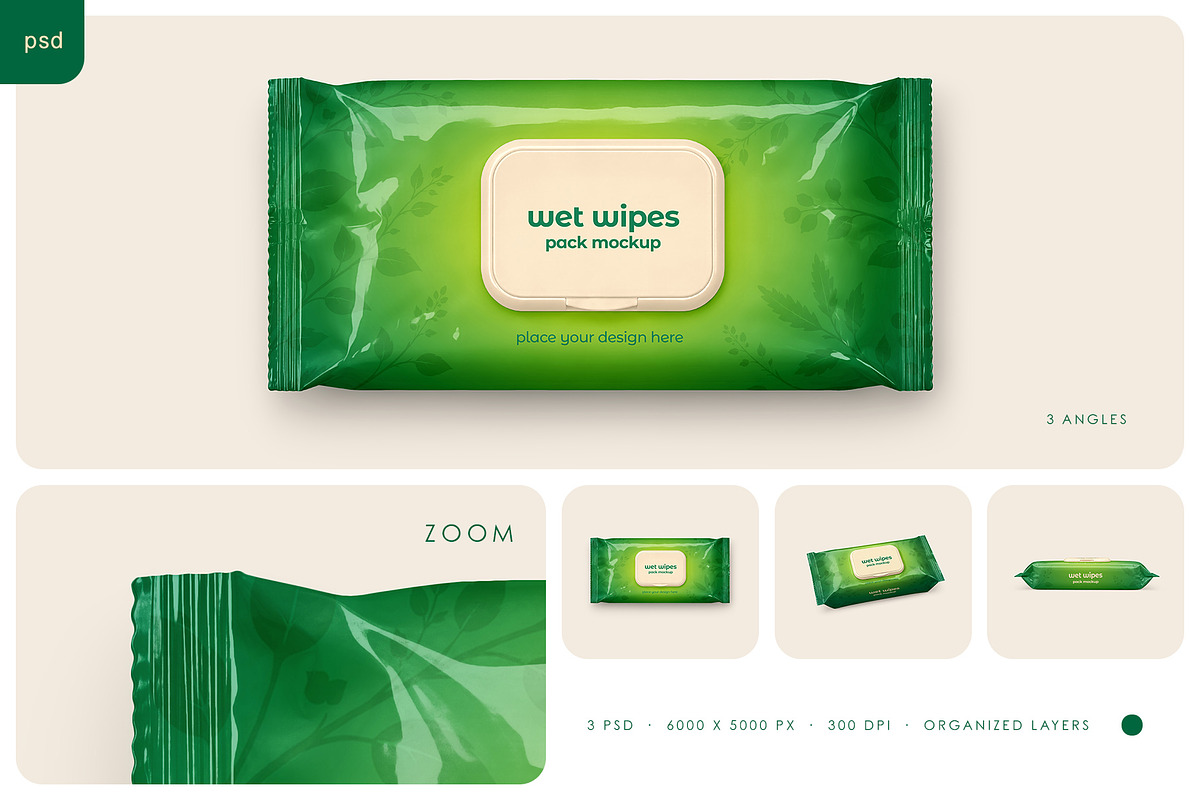 Wet Wipes Pack Mockup Set, a Packaging Mockup by Country4k (Photo 1 of 4)