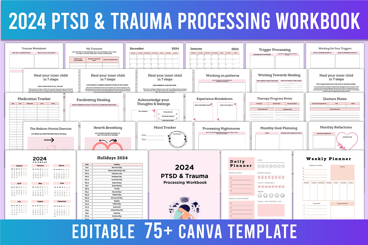 2024 PTSD&Trauma Processing Workbook, a Print Template by Shumaya (Photo 1 of 5)
