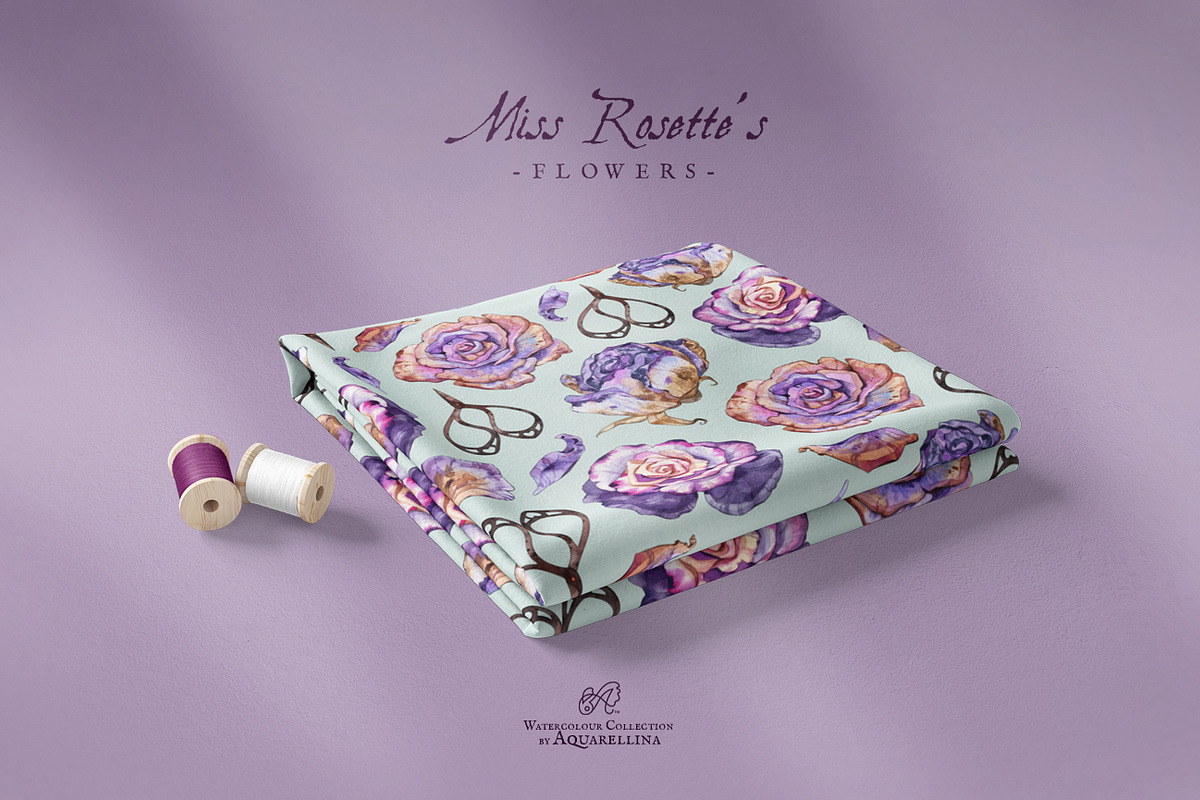 Purple Roses - Watercolour Clipart, a Decorative Illustration by Aquarellina (Photo 9 of 14)