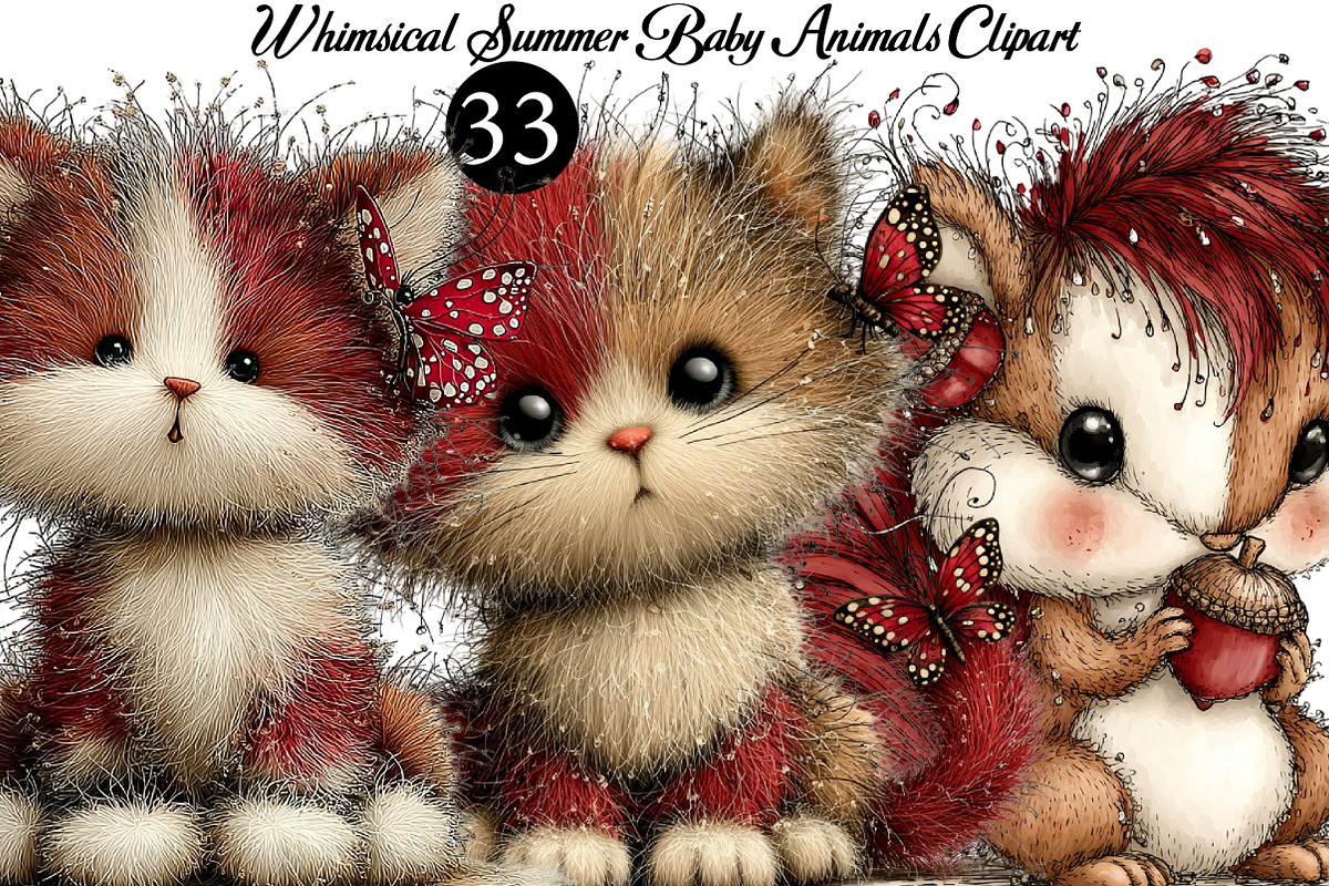 Whimsical Summer Baby Animals Clipar, an Illustration by DreamArtGraphic (Photo 1 of 7)