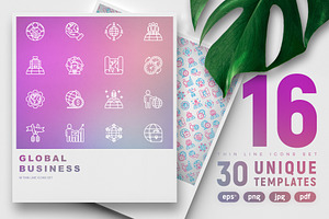 Global Business Icons Set Templates, an Outline Icon by Alex Blogoodf
