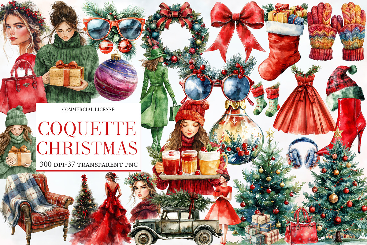 Coquette Christmas Clipart, an Illustration by Designworld (Photo 1 of 5)