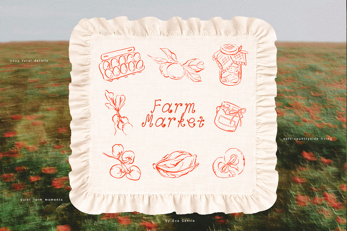 Rustic Countryside Line Art Collection
