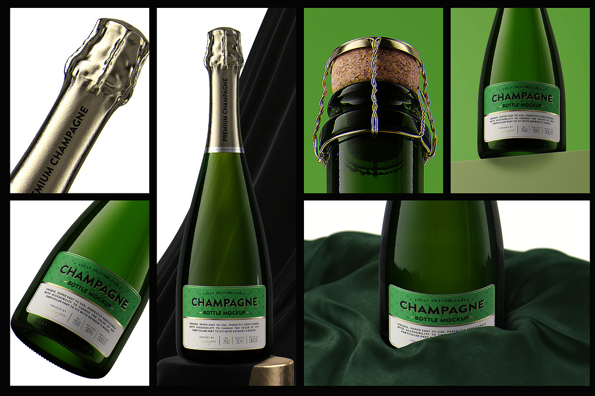 Champagne Bottle Mockup V2, an Advertising Mockup by HexenDesigns (Photo 5 of 12)