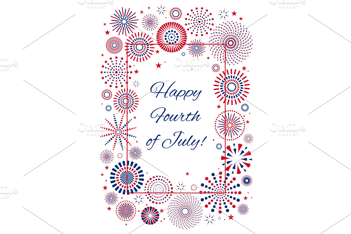 Fourth of July blue, red fireworks, a Seasonal Illustration by sceptical cactus