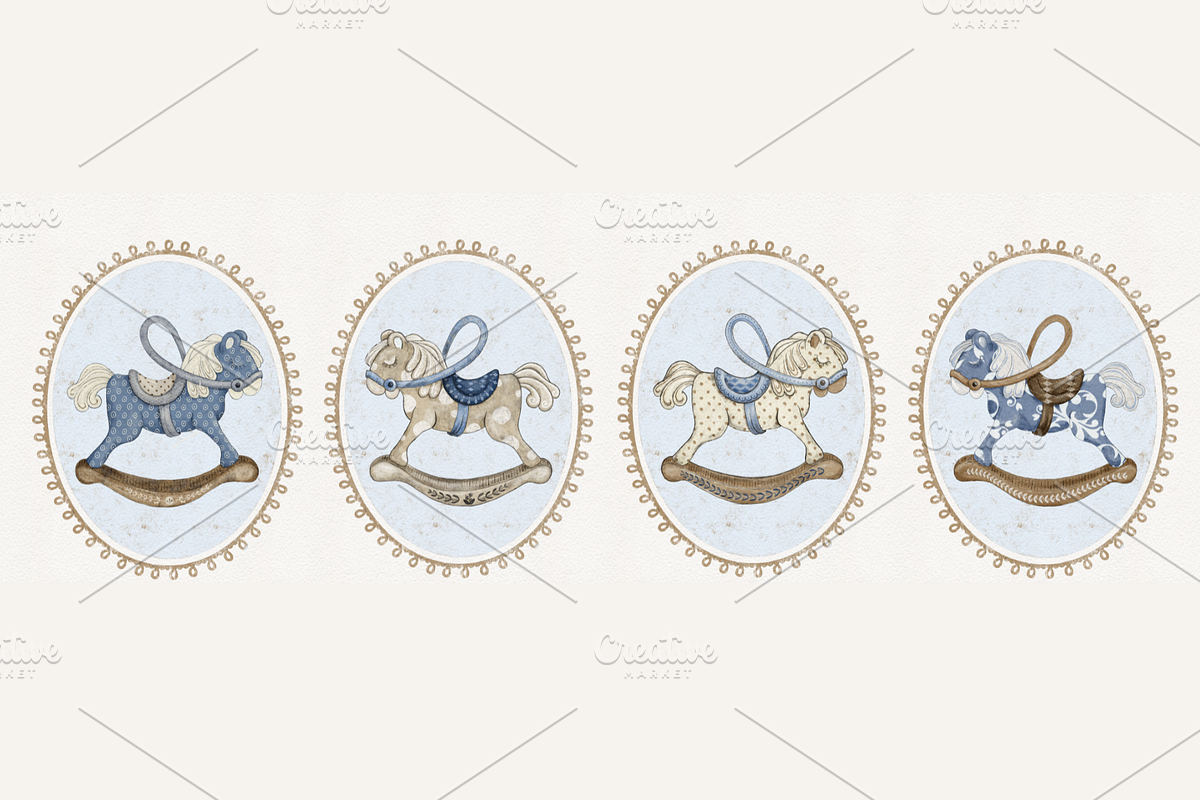 Rocking Horses Cute Seamless Pattern, a Pattern Graphic by MouseGrey (Photo 7 of 7)