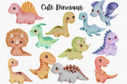 Cute Dinosaurs V2 watercolor clipart, an Illustration by AkiraVilla (Thumbnail 2 of 10)