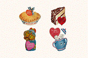 Retro Valentine's Day Clip Art, a Seasonal Illustration by Patterns for Dessert (Thumbnail 2 of 6)