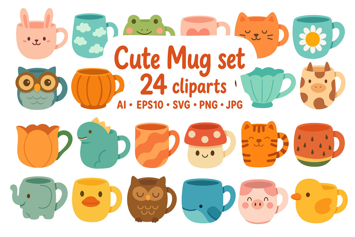 Cute Mug Set, an Object Illustration by ananastya (Photo 1 of 3)