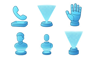 Digital holographic icons displaying, a Technology Illustration by ZinetroN