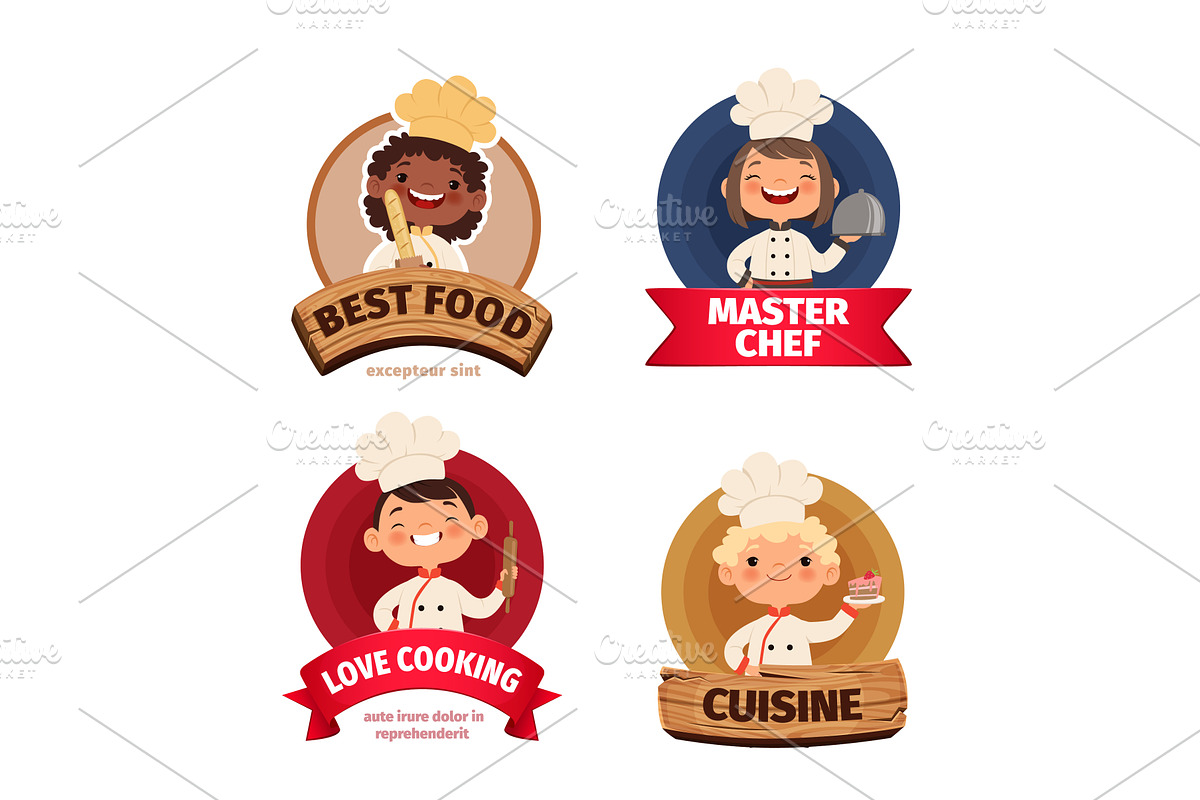 Chef logo. cute little kids chef, a Food Illustration by Onyx