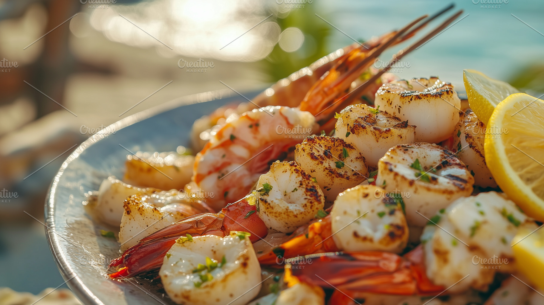 Plate full of grilled seafood, a Food & Drink Photo by MistyDay