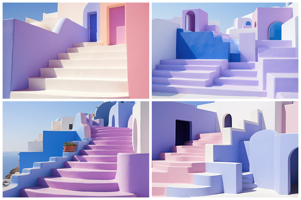 32 Santorini Stairs Illustrations, a Wallpaper Graphic by HipFonts (Photo 4 of 9)