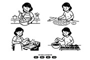 Activity of a woman making donuts, a Person Illustration by Vectorlina (Thumbnail 1 of 3)