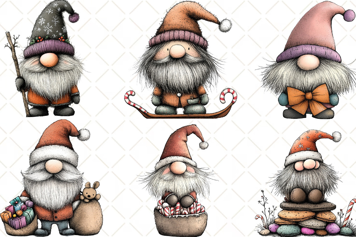 Whimsical Gnome Clipart PNG, an Illustration by Black Bird Studio (Photo 5 of 6)