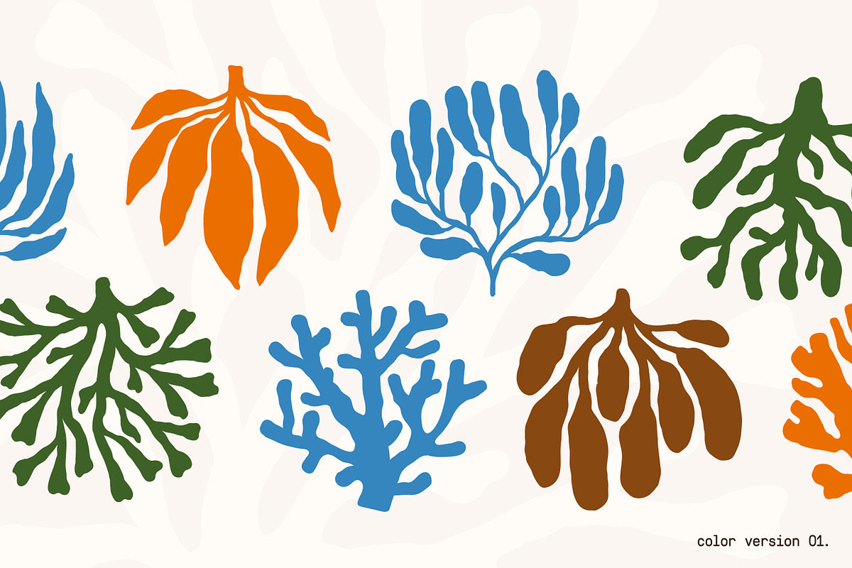 Coral shapes, underwater plants set, a Decorative Illustration by Good Studio (Photo 2 of 11)