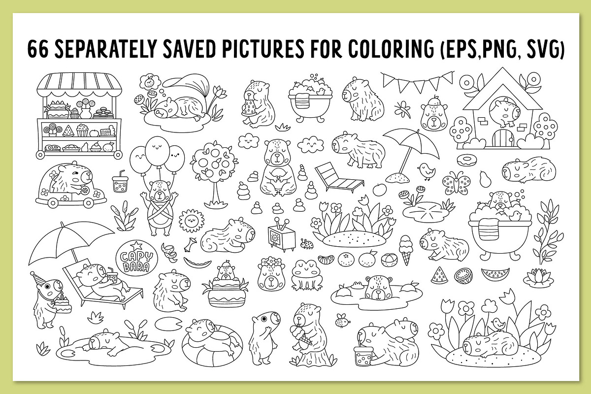 Capybara coloring games for kids, an Education Illustration by Lexi Claus (Photo 12 of 17)