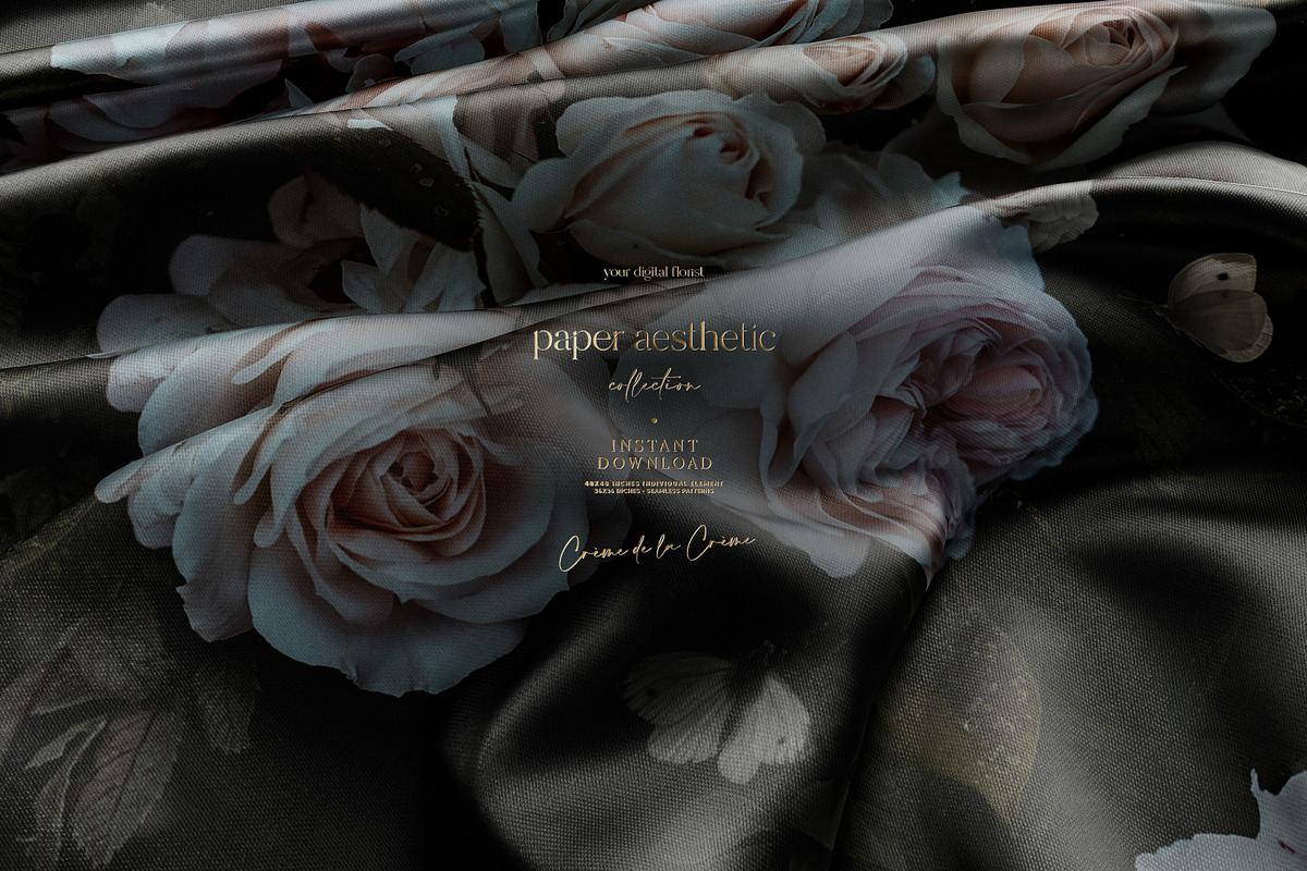Pastel Dark Roses Wallpaper, a Pattern Graphic by paper aesthetic (Photo 10 of 10)