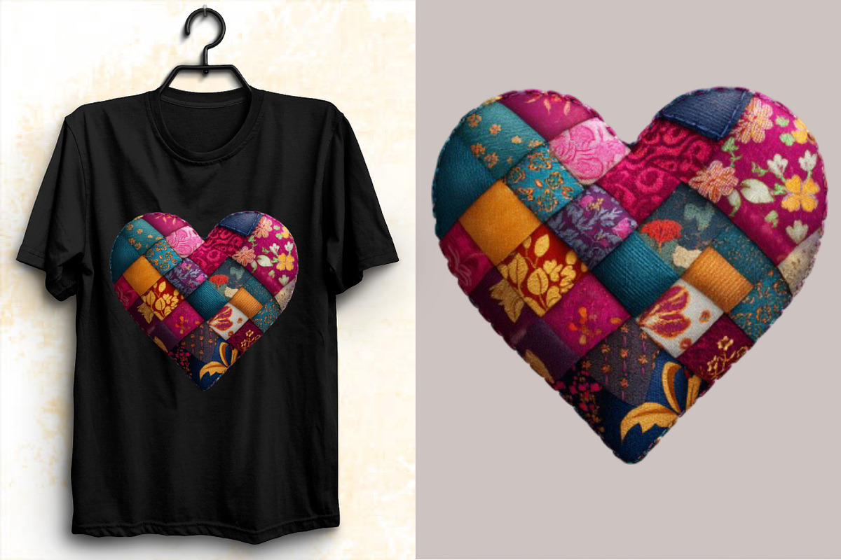 Patchwork Heart Valentine's Day Clip, an Illustration by SVGArt (Photo 7 of 8)