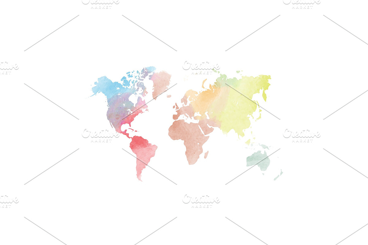 Watercolor map of World, a Work Illustration by pytyczech