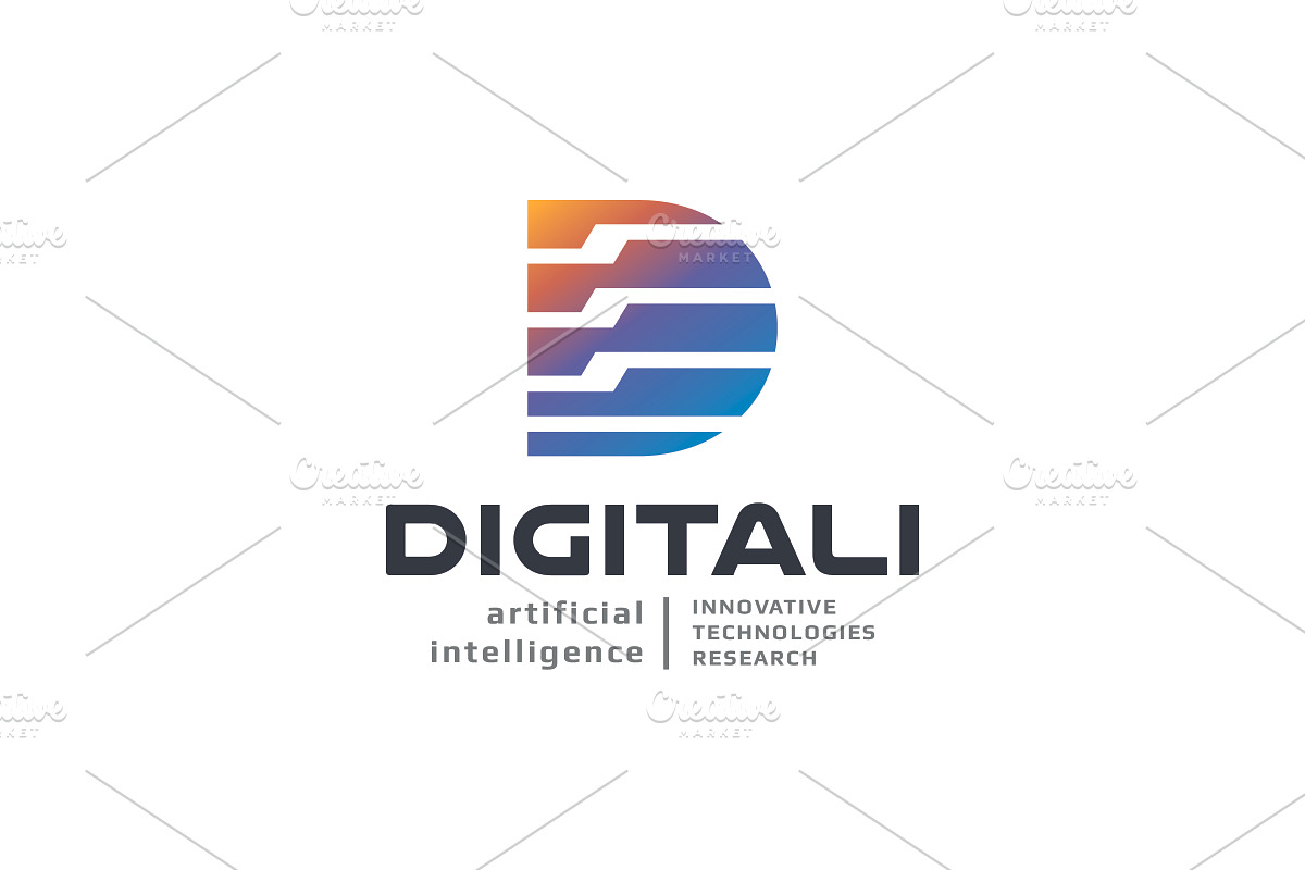 Striped Letter D Tech Logo, a Branding & Logo Template by Design_Planet (Photo 1 of 4)