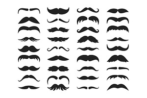 Mustache Silhouette Set. Stylish