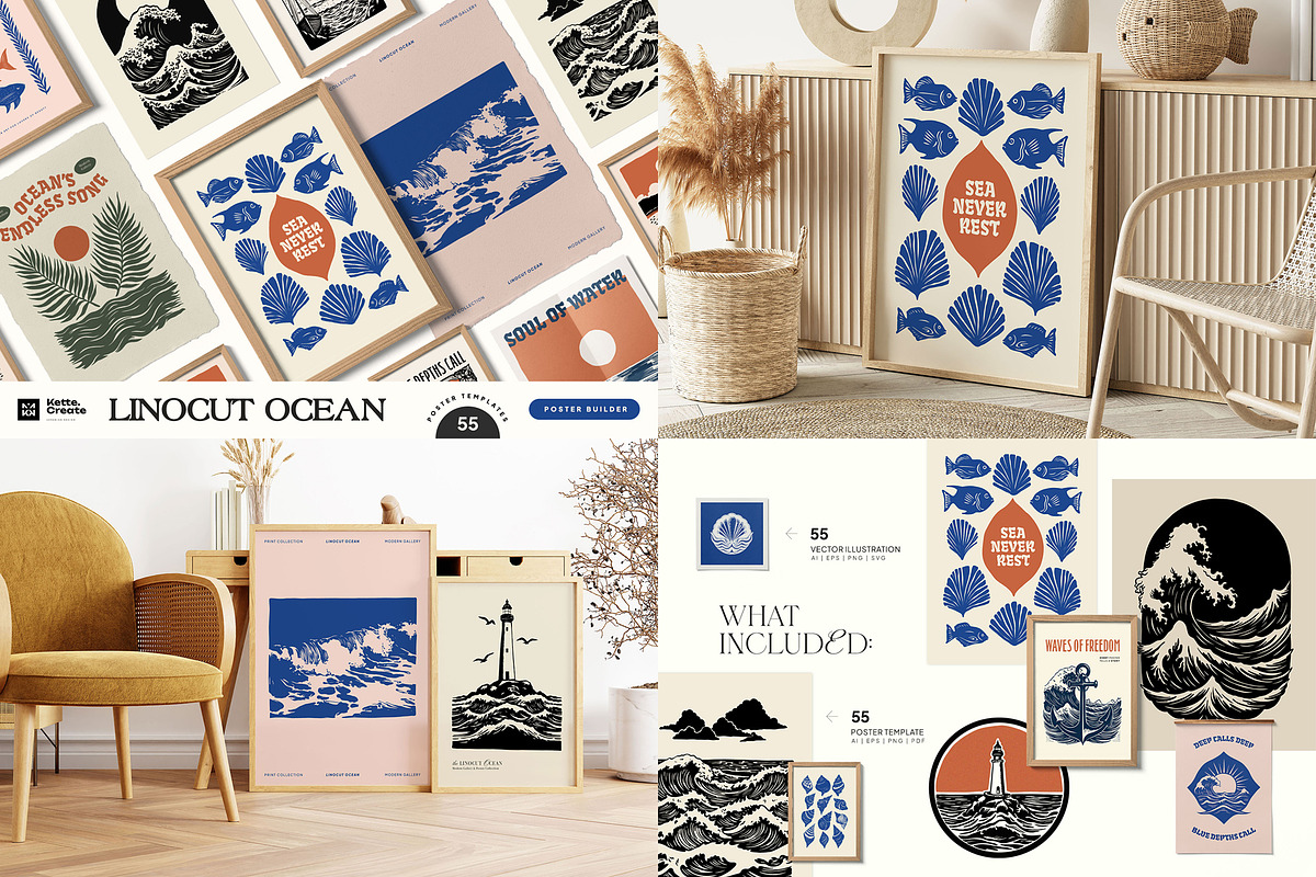 Linocut Poster Bundle | 11 in 01, an Object Graphic by KetteCreate (Photo 9 of 12)