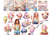 Ice Cream Clipart Bundle | Popsicle, a Food Illustration by GlamArtZhanna (Thumbnail 4 of 6)