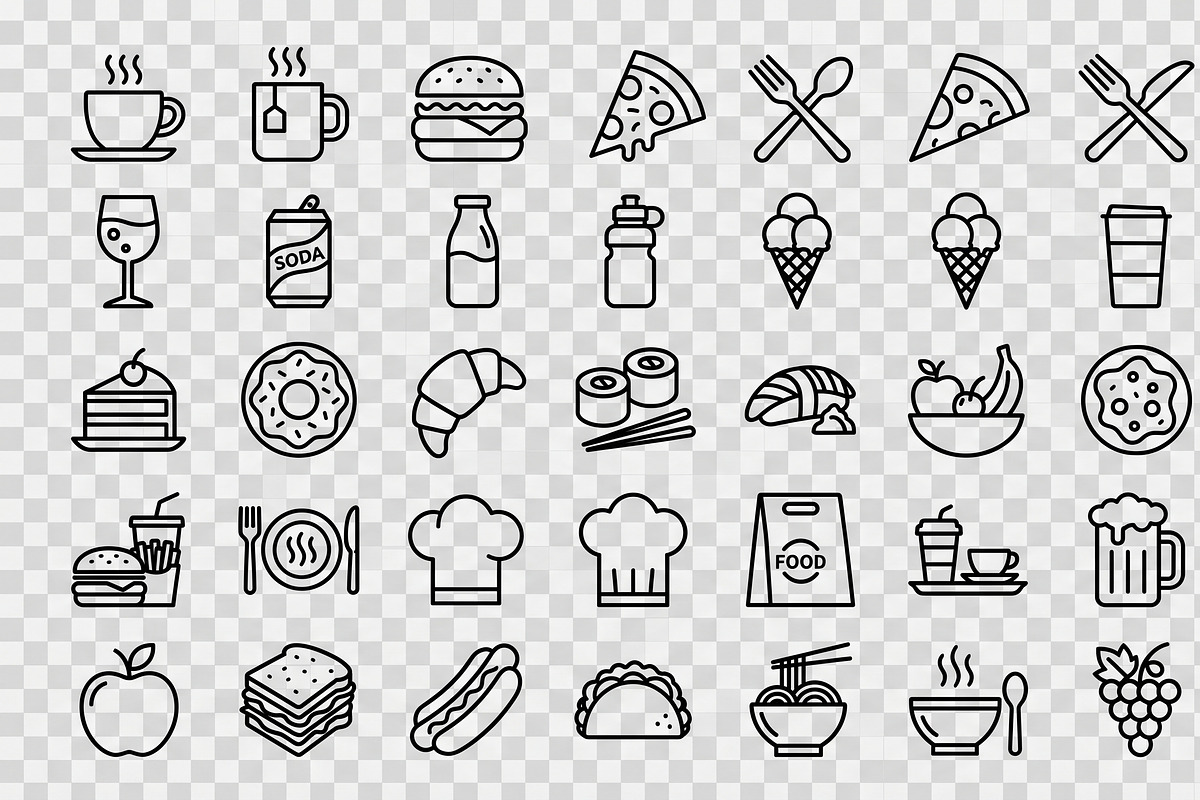 Food Beverage Icon Pack, an Outline Icon by adenpinkstore (Photo 1 of 18)