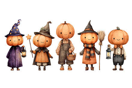 Cute halloween pumpkin characters