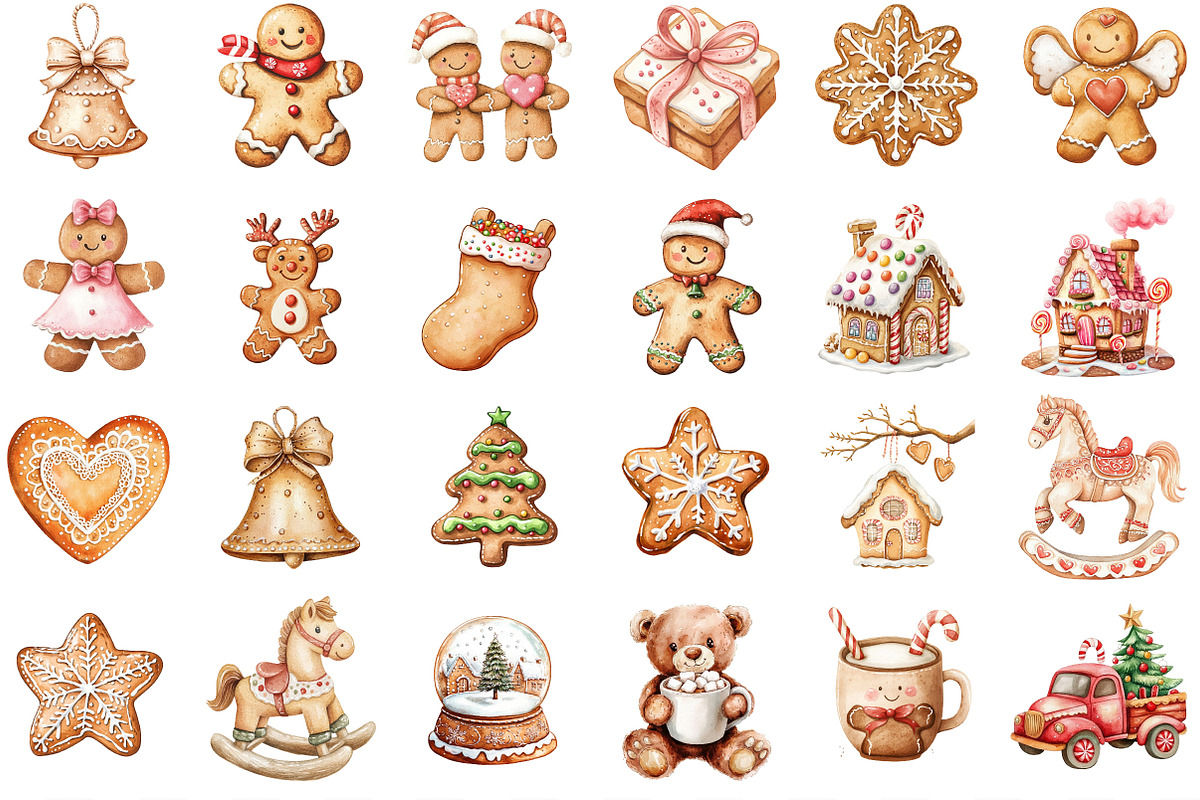 Watercolor Gingerbread Clipart, an Illustration by Designking (Photo 2 of 4)