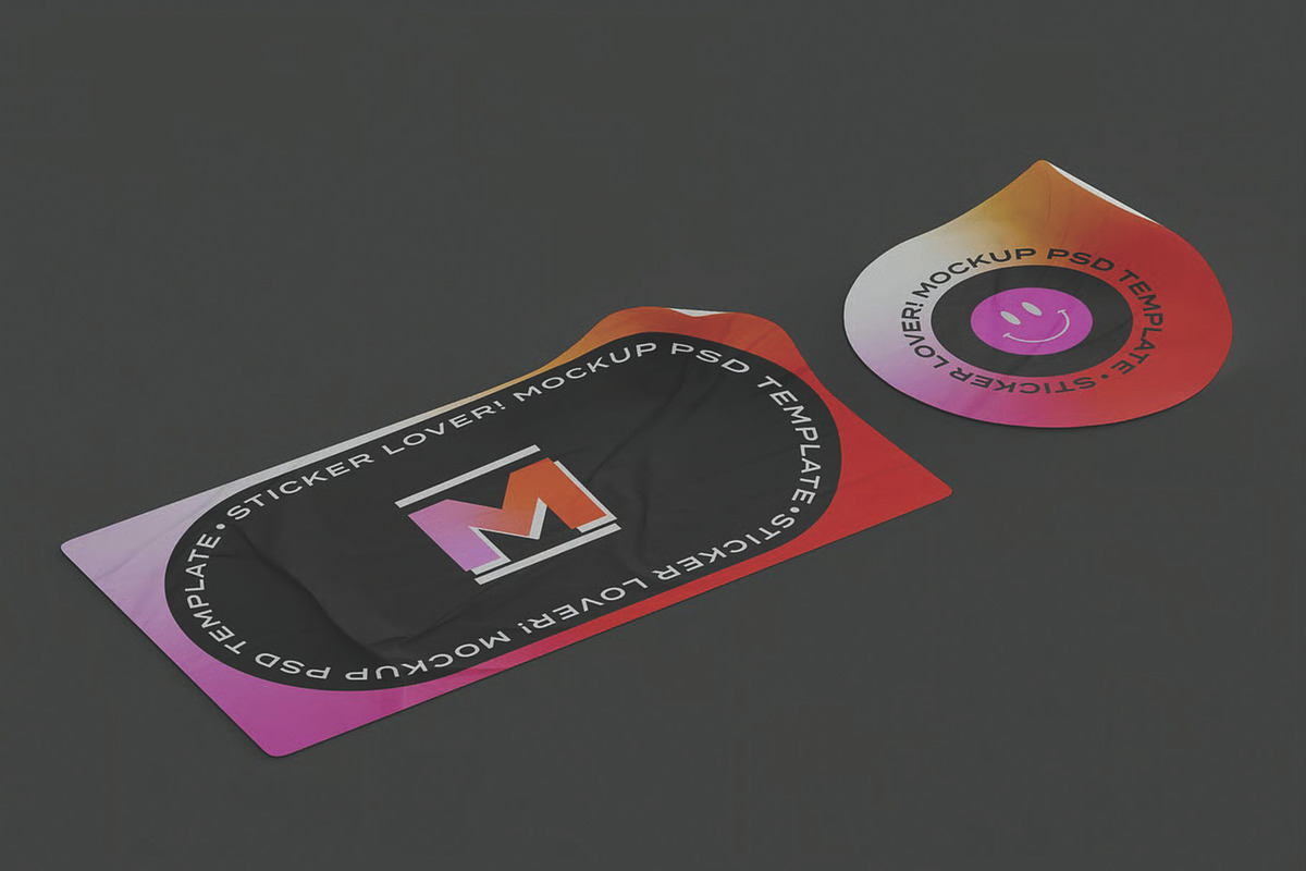 Custom Shape Sticker Mockup, a Packaging Mockup by skybluecreative (Photo 3 of 3)