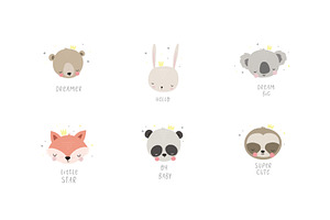 Sleeping Animals Nursery Birth Print