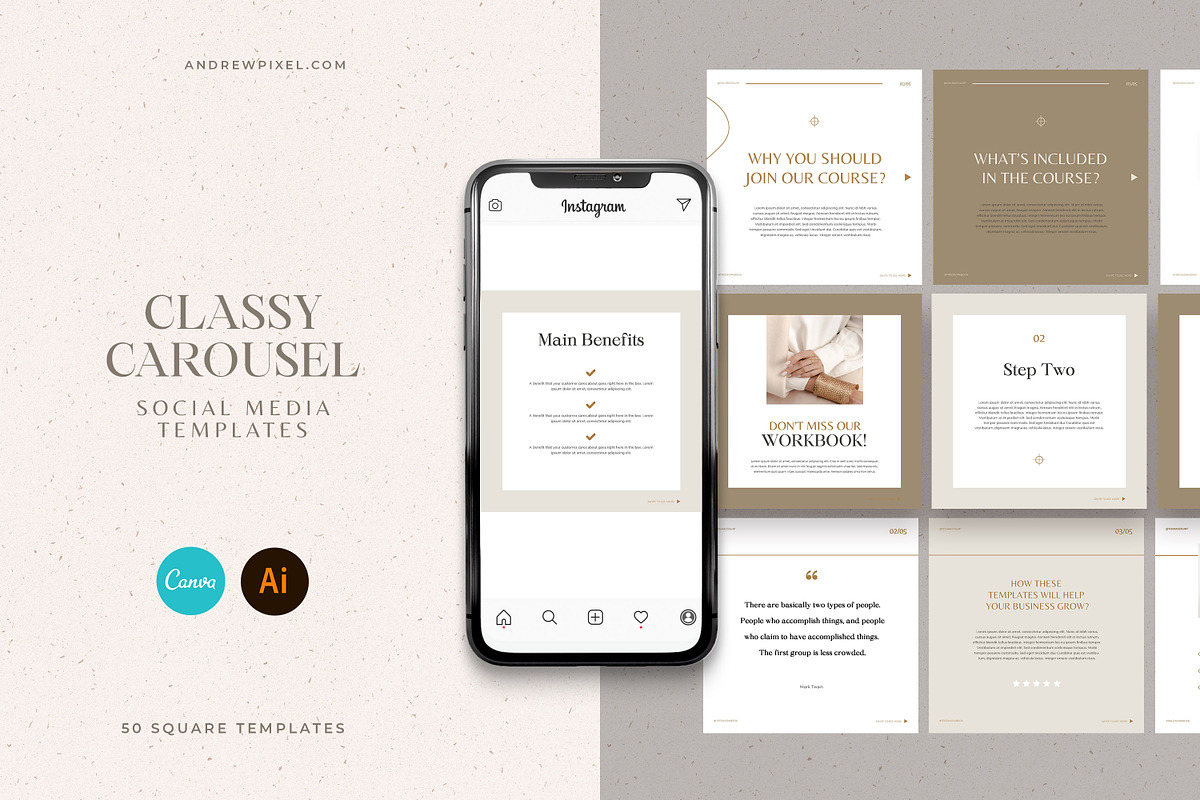 Classy Carousel Instagram Templates, a Social Media Template by AndrewPixel (Photo 1 of 7)