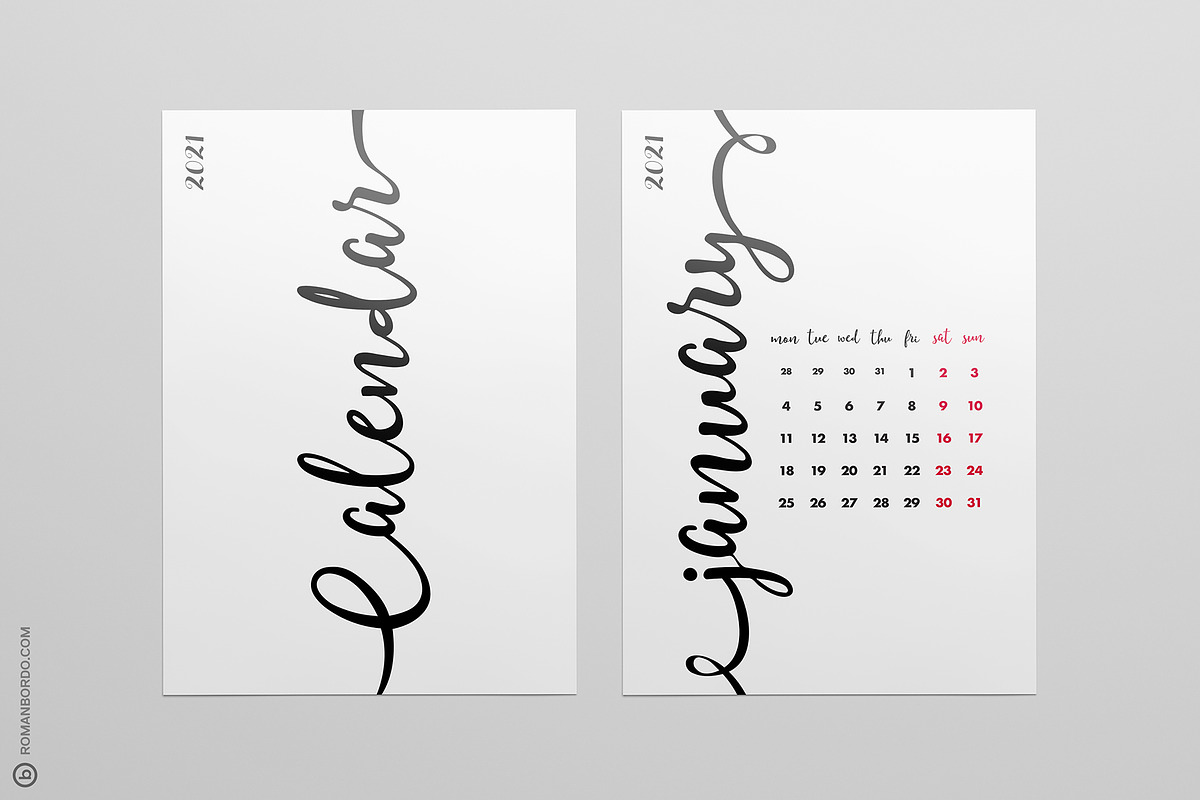 NEW 2021 Year Calligraphy Calendar, a Stationery Template by Bordo (Photo 1 of 7)