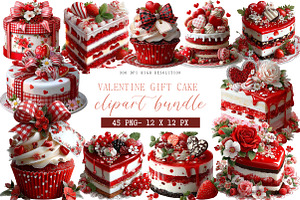 Valentine Gift Cake Clipart, an Illustration by DreamArtGraphic