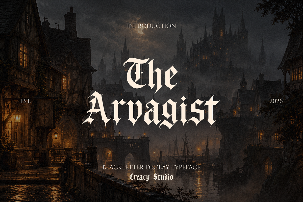 The Arvagist Blackletter Font, a Blackletter Font by Creacy Studio (Photo 1 of 9)