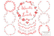 Coral and Grey Vector Flower Wreaths, an Illustration by Amanda Ilkov (Thumbnail 1 of 3)