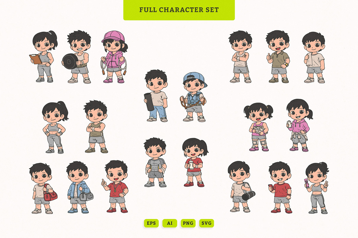 Fitness Training Character pack, an Illustration by MEANDSTUDIO (Photo 2 of 5)