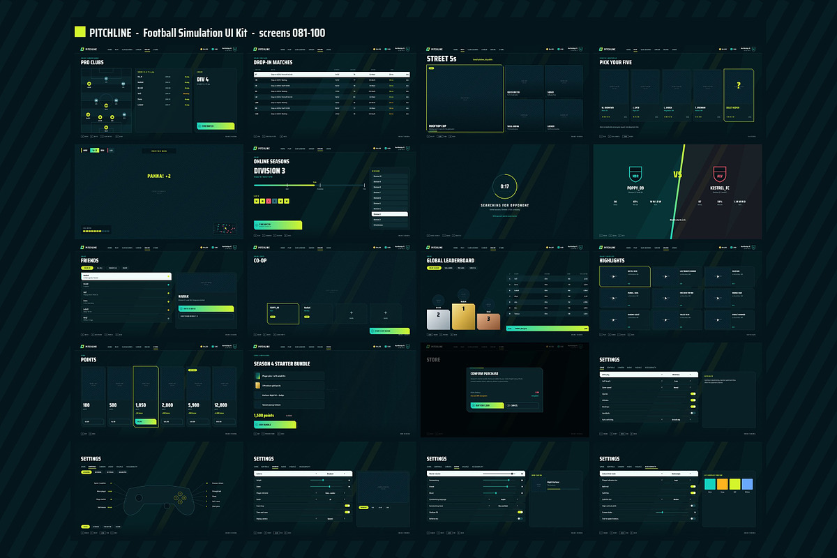 Football Game UI Kit, 100 Screens, an UI Kit Template by pawellpi (Photo 11 of 117)