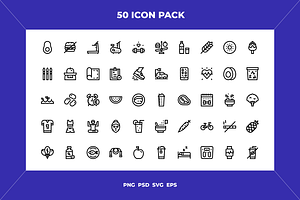 Healthy lifestyle icons, an Outline Icon by Wencory